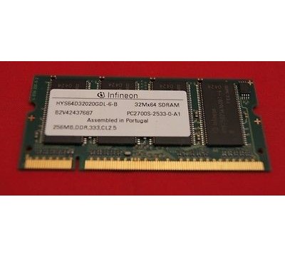 A PAIR OF INFINEON HYS64D32020GDL-6-B 256MB, DDR, 333MHZ PC2700