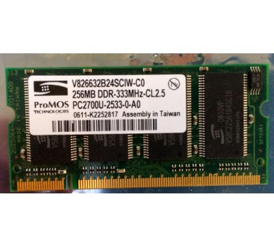 PROMOS TECHNOLOGIES V826632B24SCIW-C0 256MB DDR 333MHZ PC2700 RAM
