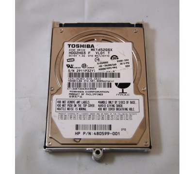 Toshiba 2.5" Laptop 160Gb SATA HDD Hard Drive W/ Caddy MK1652GSX 500762-001